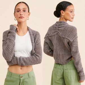 Urban Outfitters Tess Ruched Shrug Sweater in Grey Size XS